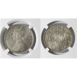 India, Queen Victoria, Silver Rupee, 1886-B