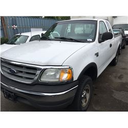2002 FORD F-150 XL TRITON, 2 DOOR PU, WHITE, VIN # 2FTRX18W82CA84601