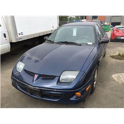 2002 PONTIAC SUNFIRE, 4 DOOR SEDAN, BLUE, VIN # 1G2JB524127410834