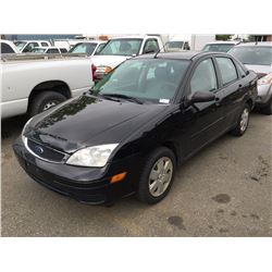 2007 FORD FOCUS SE 4 DOOR COUPE, BLACK, VIN # 1FAFP34N67W249400