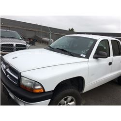 2004 DODGE DAKOTA, 4 DOOR SUV, WHITE, VIN # 1D7HG38K94S728258