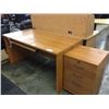 Image 1 : BIRCH L-SHAPED EXECUTIVE DESK WITH HUTCH AND ROLLING FILE PEDESTAL