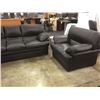 Image 2 : BLACK LEATHER 3 PC. (SOFA, LOVESEAT, CHAIR) RECEPTION SOFA SET