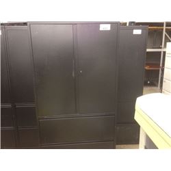 HERMAN MILLER MERIDIAN BLACK 6' TALL CABINET WITH 2 DRW. LATERAL FILE ON THE BOTTOM AND 2 DOOR