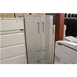 GLOBAL GREY 2 DRW. LATERAL FILE WITH 2 DOOR STORAGE ON TOP