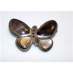 Vintage Sterling Silver Mother of Pearl Shell Butterfly