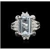 Image 2 : 14KT White Gold 4.60 ctw Aquamarine and Diamond Ring