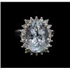 Image 2 : 7.08 ctw Aquamarine and Diamond Ring - 14KT White Gold