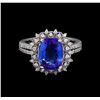 Image 2 : 3.91 ctw Tanzanite and Diamond Ring - 14KT White Gold