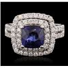 Image 1 : 14KT White Gold 2.99 ctw Sapphire and Diamond Ring