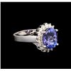 Image 1 : 4.20 ctw Tanzanite and Diamond Ring - 14KT White Gold