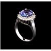 Image 4 : 4.20 ctw Tanzanite and Diamond Ring - 14KT White Gold
