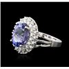 Image 1 : 14KT White Gold 6.40 ctw Tanzanite and Diamond Ring