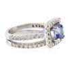 Image 2 : 14KT White Gold 1.61 ctw Tanzanite and Diamond Wedding Ring Set