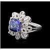 Image 1 : 18KT White Gold 5.60 ctw Tanzanite and Diamond Ring