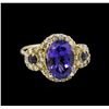Image 1 : 14KT Yellow Gold 4.01 ctw Tanzanite, Sapphire and Diamond Ring
