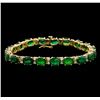 Image 1 : 19.14 ctw Emerald and Diamond Bracelet - 14KT Yellow Gold
