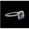Image 1 : 0.81 ctw Tanzanite and Diamond Ring - 14KT White Gold