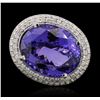 Image 2 : 18KT White Gold GIA Certified 30.19 ctw Tanzanite and Diamond Ring