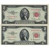 Image 1 : 1953 $2 AU Uncirculated Certificate Currency Lot of 2
