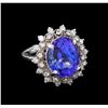 Image 1 : 7.65 ctw Tanzanite and Diamond Ring - 14KT White Gold