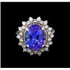 Image 2 : 7.65 ctw Tanzanite and Diamond Ring - 14KT White Gold