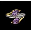 Image 2 : Crayola 2.20 ctw Pink Amethyst and White Sapphire Ring - .925 Silver
