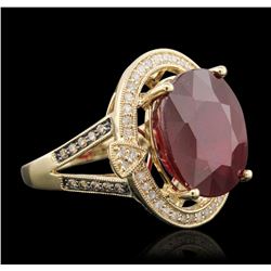 14KT Yellow Gold 13.80 ctw Ruby and Diamond Ring