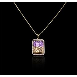 14KT Yellow Gold 11.21 ctw Ametrine and Diamond Pendant With Chain
