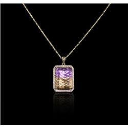 14KT Yellow Gold 11.21 ctw Ametrine and Diamond Pendant With Chain