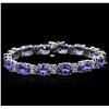 Image 1 : 14KT White Gold 25.66 ctw Tanzanite and Diamond Bracelet