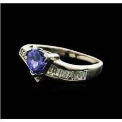 18KT White Gold 1.34 ctw Tanzanite and Diamond Ring