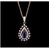 Image 1 : 14KT Rose Gold 1.99 ctw Tanzanite and Diamond Pendant With Chain