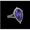 Image 1 : 4.04 ctw Tanzanite and Diamond Ring - 14KT White Gold