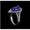 Image 4 : 4.04 ctw Tanzanite and Diamond Ring - 14KT White Gold