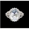 Image 2 : 4.70 ctw Aquamarine and Diamond Ring - 14KT White Gold