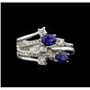 Image 2 : 0.87 ctw Sapphire and Diamond Ring - 14KT White Gold