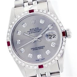 Rolex Stainless Steel Diamond and Ruby DateJust Men's Watch