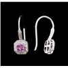 Image 2 : 0.76 ctw Pink Sapphire and Diamond Earrings - 14KT White Gold