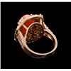 Image 3 : 5.89 ctw Pink Coral and Diamond Ring - 14KT Rose Gold