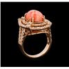 Image 4 : 5.89 ctw Pink Coral and Diamond Ring - 14KT Rose Gold