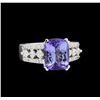 Image 1 : 4.36 ctw Tanzanite and Diamond Ring - 14KT White Gold