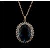 Image 1 : 14KT Rose Gold 35.04 ctw Topaz and Diamond Pendant With Chain