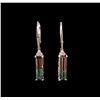 Image 1 : 4.00 ctw Bi-Color Tourmaline and Diamond Earrings - 14KT Rose Gold