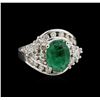 Image 1 : 14KT White Gold 2.76 ctw Emerald and Diamond Ring