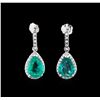 Image 1 : GIA Cert 4.75 ctw Emerald and Diamond Earrings - 14KT White Gold