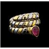 Image 1 : Bulgari Snake Shank Fashion Ring - 18KT White and Yellow Gold