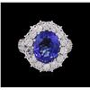 Image 2 : 14KT White Gold 5.17 ctw Tanzanite and Diamond Ring