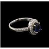 Image 1 : 1.50 ctw Sapphire and Diamond Ring - 18KT White Gold