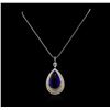 Image 2 : 18KT White Gold GIA Certified 69.66 ctw Tanzanite and Diamond Pendant With Chain